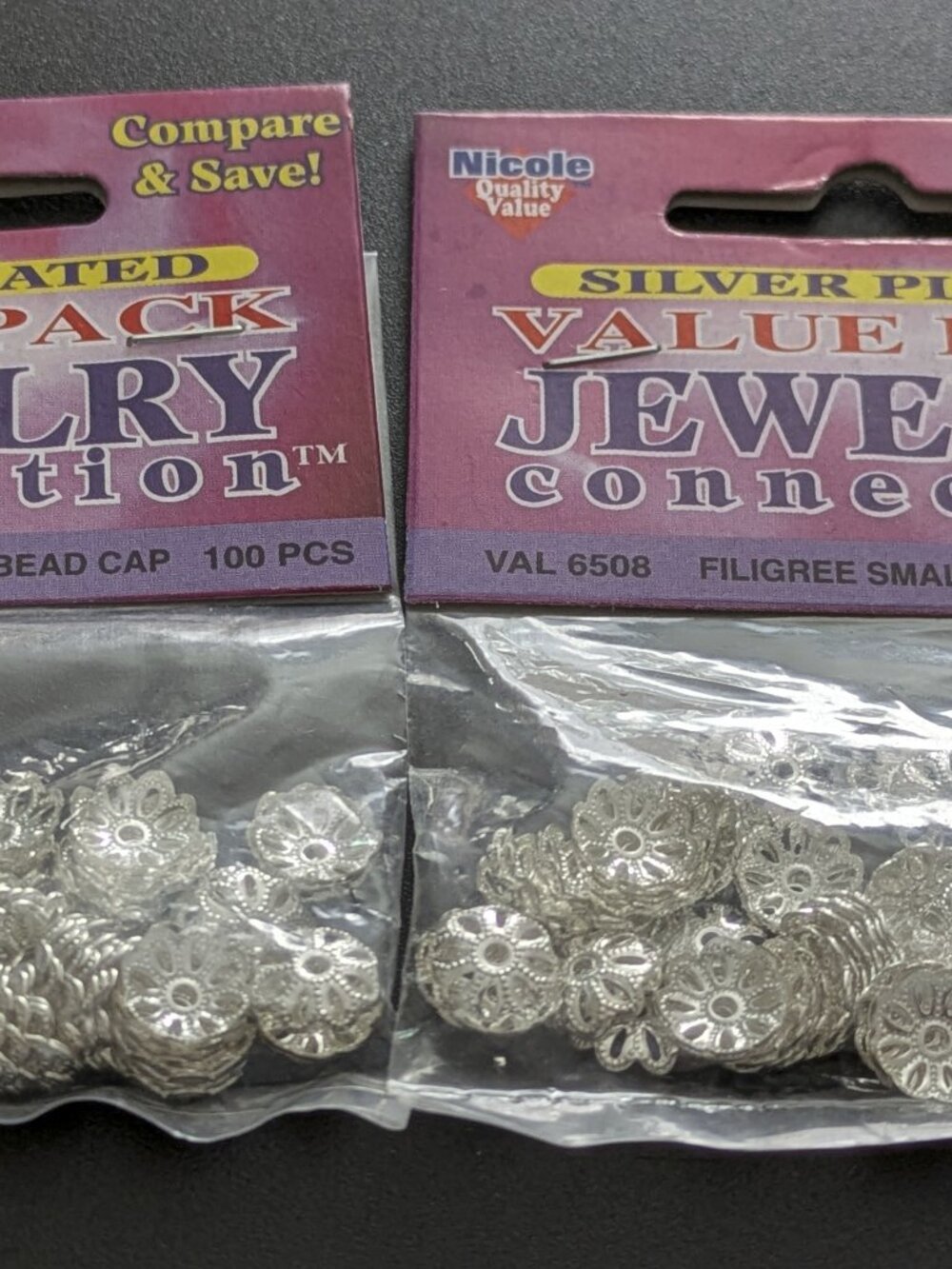 NEW! The Jewelry Connection by Nicole Small Silver Filigree Bead Caps, 200pc